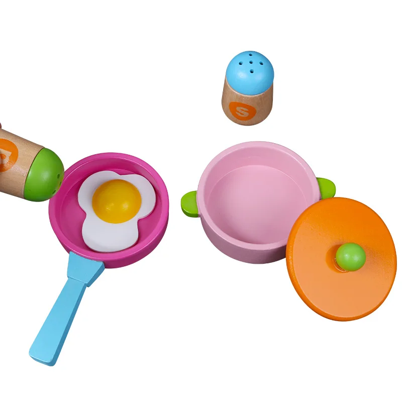 Candywood, новинка, 8 шт., детские деревянные кухонные игрушки, ролевые игры, игрушки для приготовления пищи, омлет, Детские обучающие игрушки, игрушки для девочек, подарки