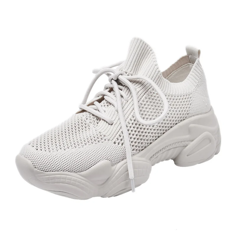 Модная женская обувь летняя сетчатая дышащая на толстой платформе женские