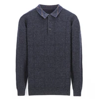 smart casual 100goat cashmere thick knit men fashion polo collar pullover sweater solid color s 3xl