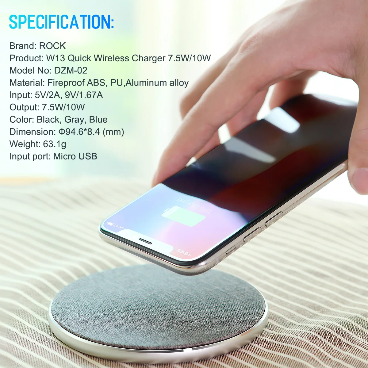 QI Беспроводное зарядное устройство, ROCK Dual Coil зарядная подставка 10 Вт для iPhone X 8 samsung Note 8 S8 Plus S7 S6 Edge держатель док-станции