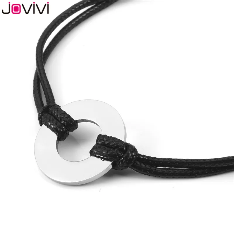 Jovivi новейший 1 шт. монограмма круглый ID Tag Inital кожаный браслет регулируемый