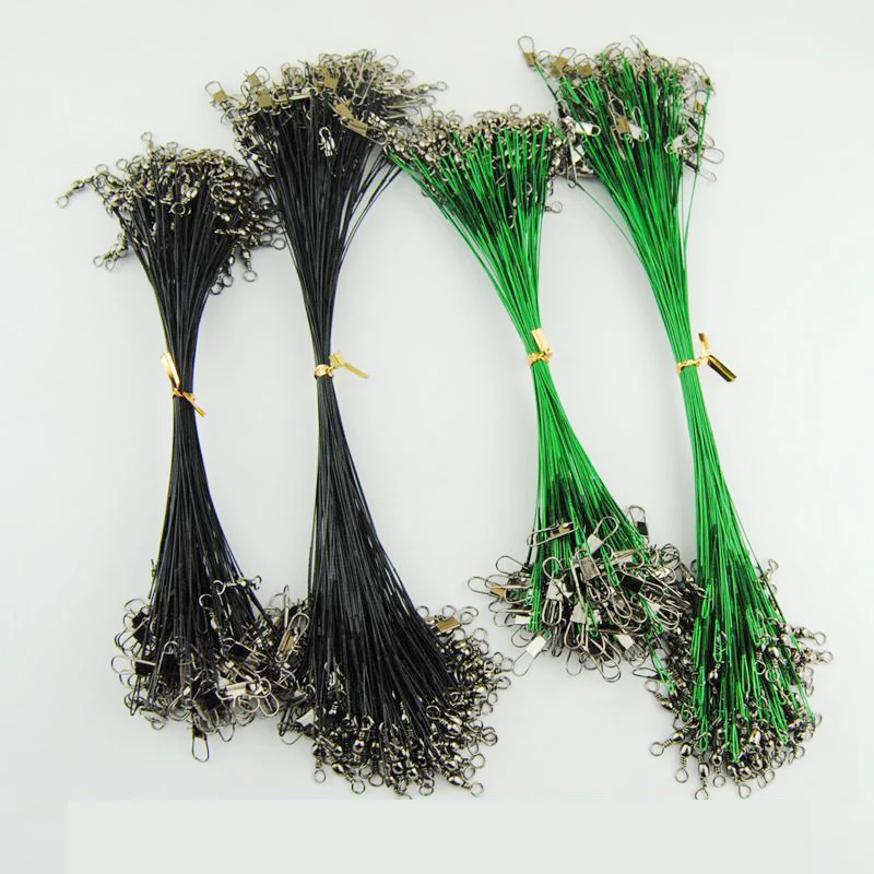 

20PCS/lot Fishing Leader Wire With Swivel Fishing Accessory Fishing Leash 15CM 20CM 25CM pike steel line stockings