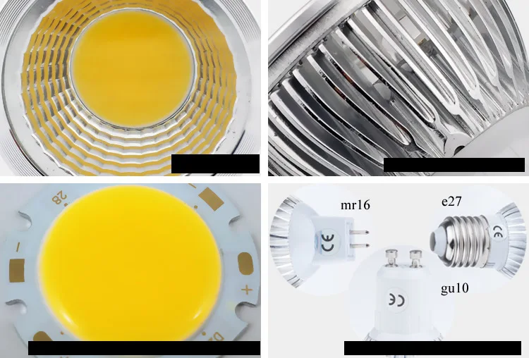 Новая стильная Светодиодная лампа GU10 MR16 E27 LED прожектор с регулируемой яркостью COB