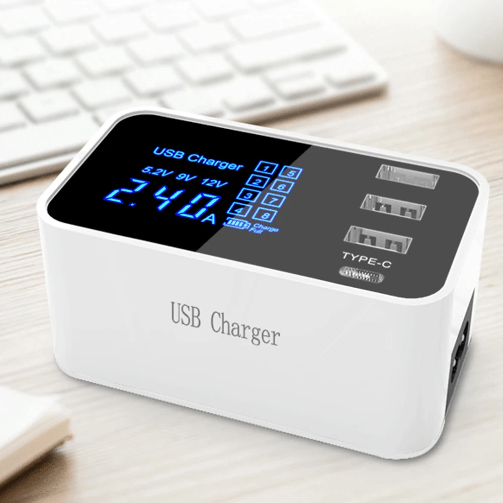 Интеллектуальное зарядное устройство USB C с 4 портами Type быстрая зарядная станция