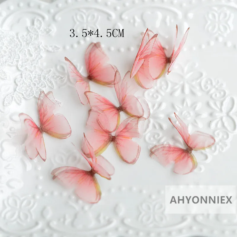 10 шт. нашивки бабочки из шифона AHYONNIEX аппликации для платья аксессуары волос