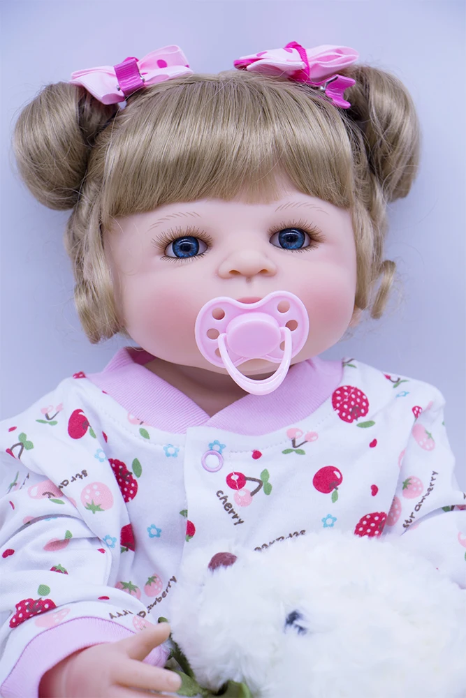 55 см куклы принцессы с голубыми глазами Bebe подарок Reborn Bonecas Brinquedos настоящее живое