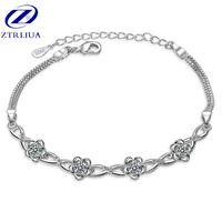 exquisite new fashion sweet popular silver plated jewelry crystal small fresh flowers female beautiful bracelets sb91