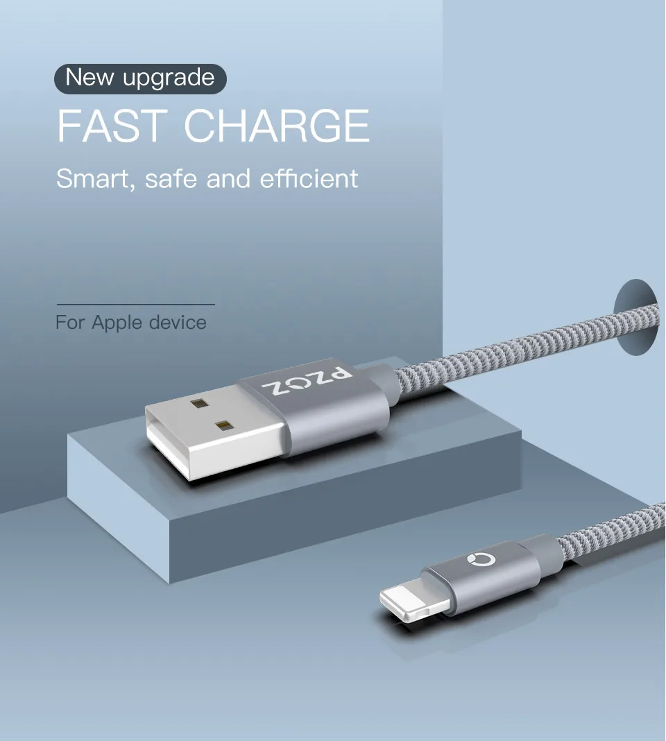 PZOZ для iphone зарядное устройство usb кабель 2.4A Быстрая зарядка мобильного телефона Зарядка для ipad iphone кабель X Xr Xs max Plus 8 7 6s 5 SE шнур