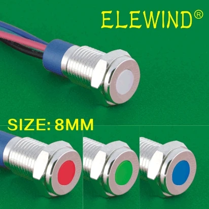 

ELEWIND 8 мм металлический IP67 герметичный RGB светодиодный индикатор/Пилотная лампа PM8T-D/Y/42RGB/12-24 В/нержавеющая сталь с кабелем 4 см