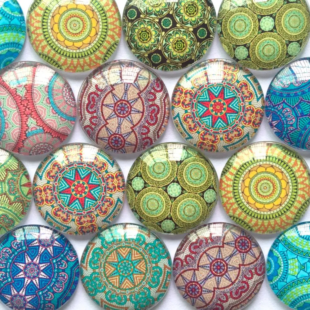 

ZEROUP Round Glass Cabochon 12mm 20mm Mixed Pattern Handmade Diy Embellishments Supplies for Jewelry Clasps Craft TP-406