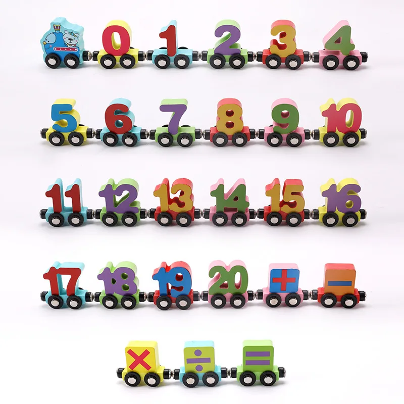 

2019 New Kids Toys 26 English Digital Train Wooden Toy Children's Intellectual Cognitive Magnetic Alphabet Cars Toy Truck