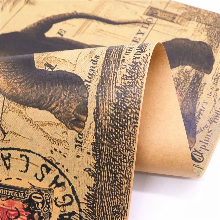 Индийская картина в виде слона винтажный постер из крафт бумаги Ретро стиль