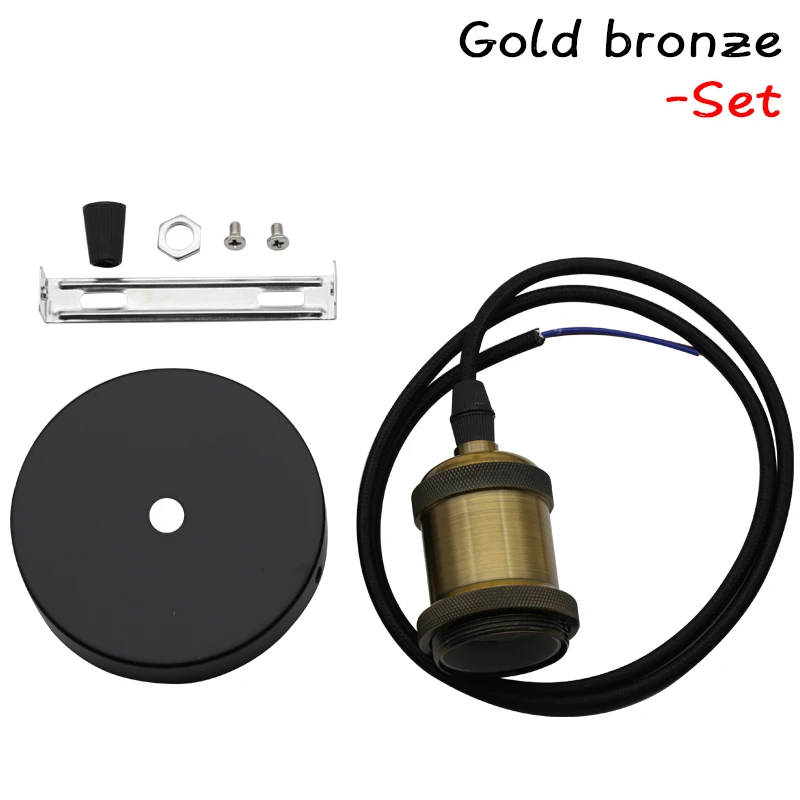 Gold Bronze Set Винтажная Ретро лампа Эдисона, подвесной светильник E27, патрон, подвесной светильник с винтовой лампочкой, алюминиевый светильник, промышленный Ретро держатель лампы - Цвет: Gold Bronze Set