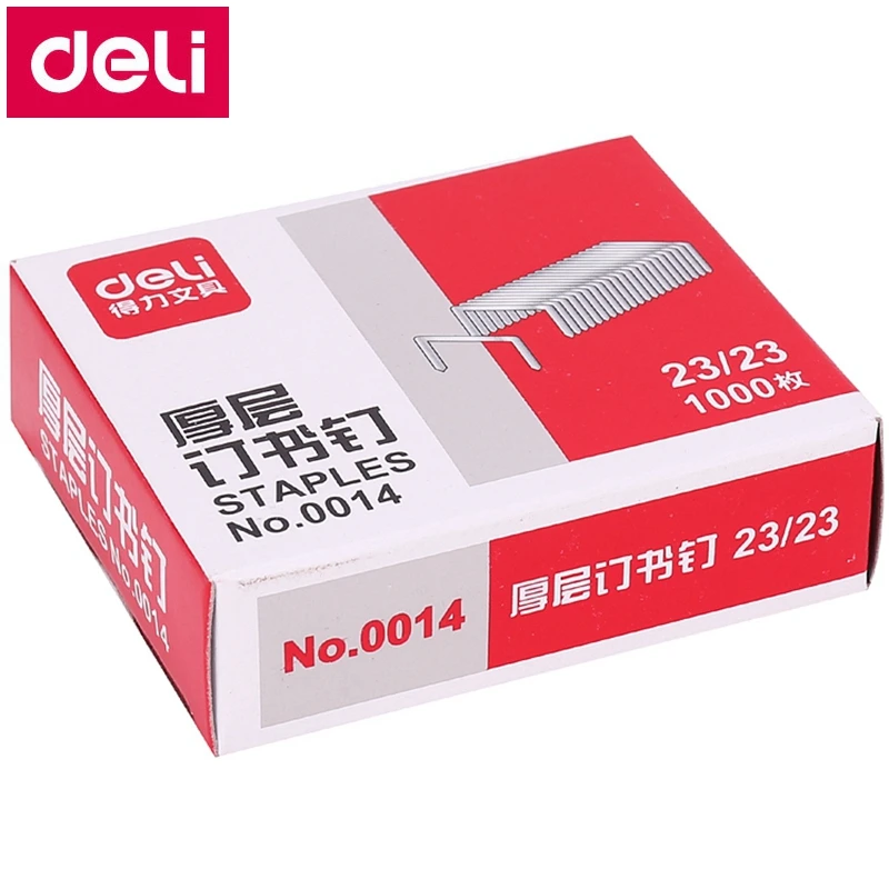 1000 шт./лот Deli 0014 тяжелые степлерные скобы 23/23 13x22 мм с вместимостью скоб 200 страниц
