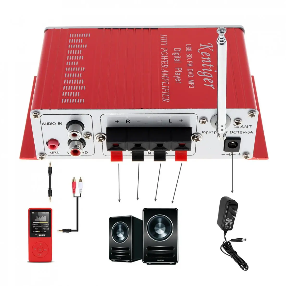 Kentiger HY 502 2CH Hi Fi цифровой аудио плеер Автомобильный усилитель fm радио стерео