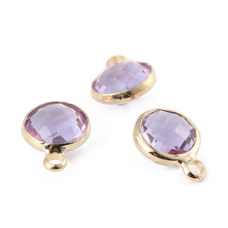 Light Purple Дизайн 20 шт 8 мм Золотой Цвет Кристалл камни по месяцу рождения подвески для самостоятельного изготовления ювелирных изделий Аксессуары - Окраска металла: Light Purple