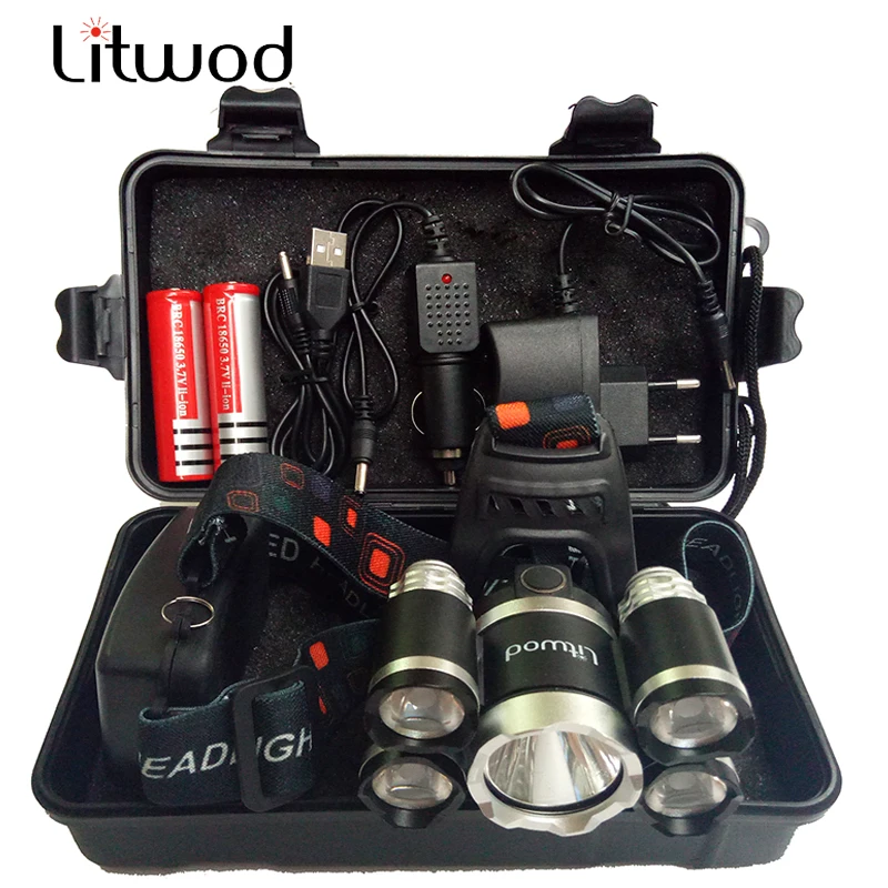 

LitwodZ40 Headlight 5000 Lumen Headlamp CREE XML T6 LED Head Lamp Flashlight Torch Head Light With 18650 Battery 4 Mode Lanterna