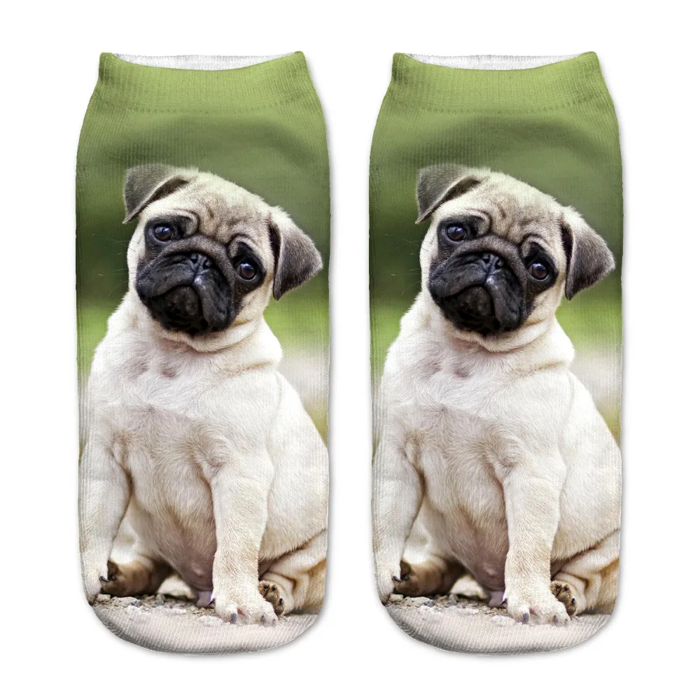 Хит хлопковые носки с 3D принтом повседневные мопса 19 см унисекс Chaussettes|sock ipad|sock