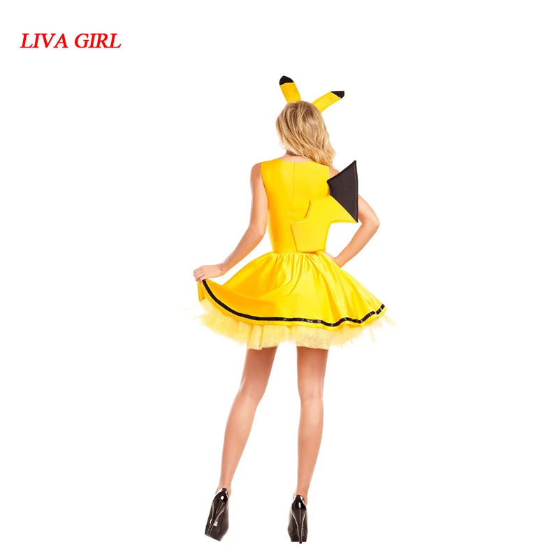 Косплей-костюм LIVA GIRL на Хэллоуин Пикачу с ушами костюм для косплея ангела