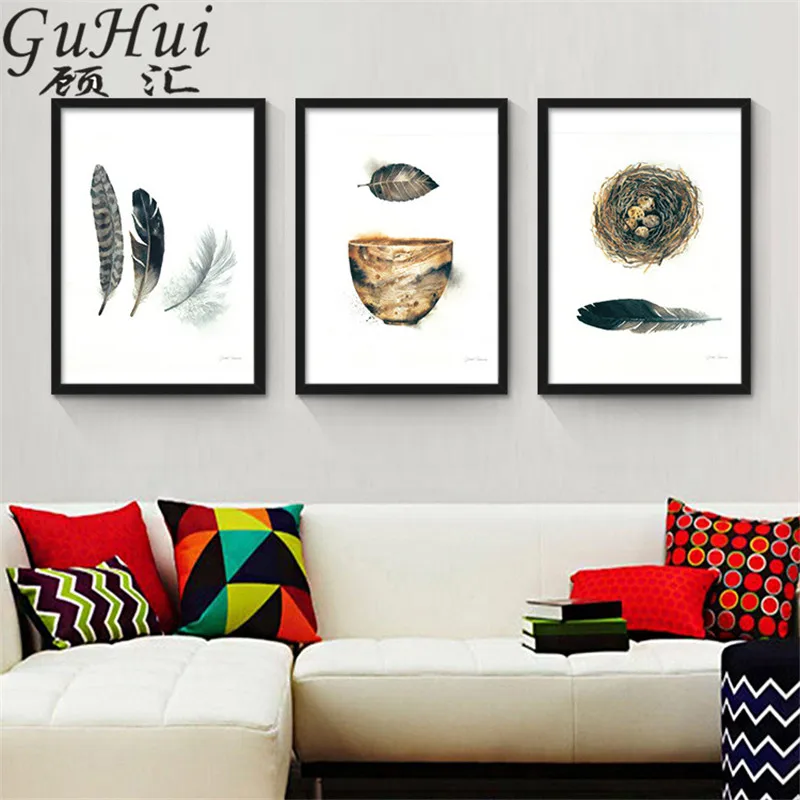 Настенный постер с пером в скандинавском стиле|decorative painting|art posterquadros de parede |