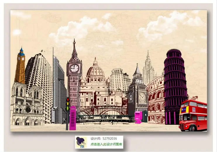 

3D wall murals wallpaper 3d wallpaper custom mural non-woven Retro hand-painted urban construction background wall wall paper