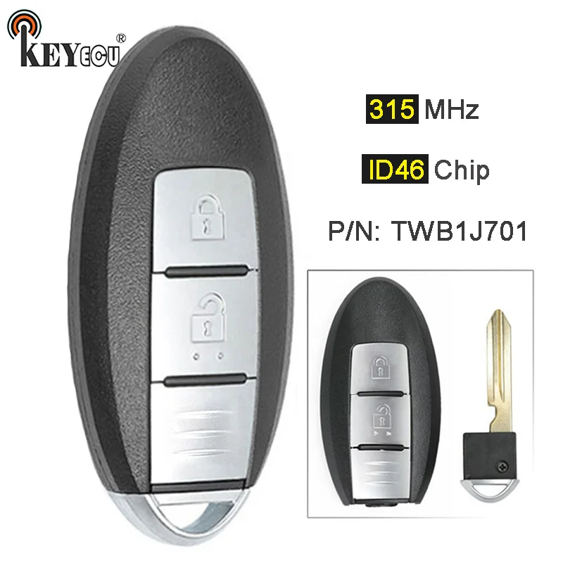 KEYECU 315 МГц ID46 чип TWB1J701 85E3-1HH0D умный дистанционный ключ-брелок от машины 2 кнопки для Nissan March K13 Micra K13 Leaf
