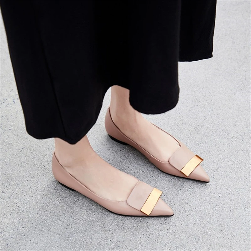 MSSTOR/обувь на плоской подошве с металлическими украшениями Модная повседневная