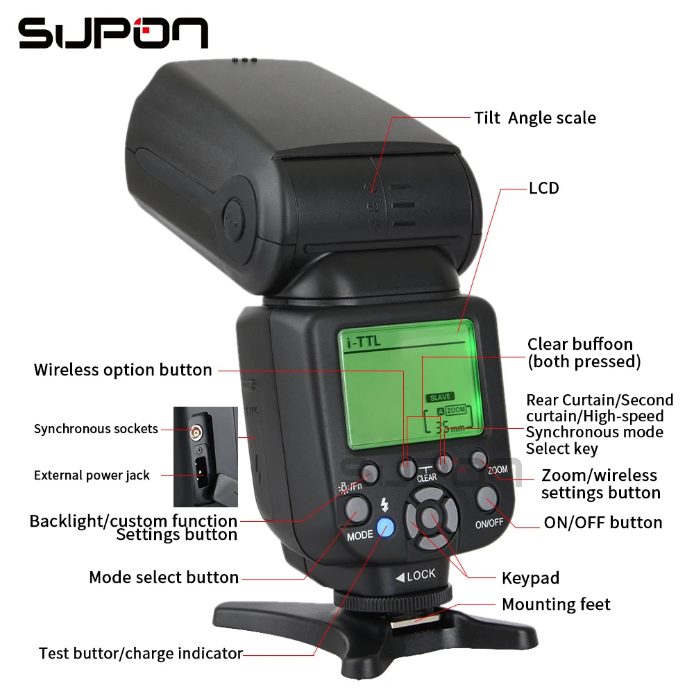 Triopo TR-982N III ttl Speedlite накамерная вспышка GN58 с lcd+ TX G4 2,4G для Nikon D600 D800E D7000 D300 D80