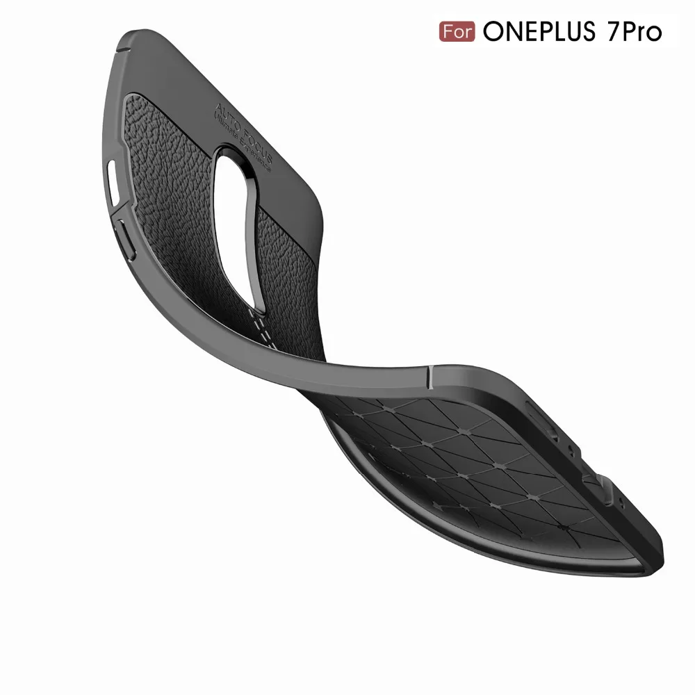 

For Oneplus 7 Pro Case Oneplus 7pro Cover Litchi Pattern Silicone Tpu Back Cover Soft Phone Case For Capa One Plus 7 Pro Cover