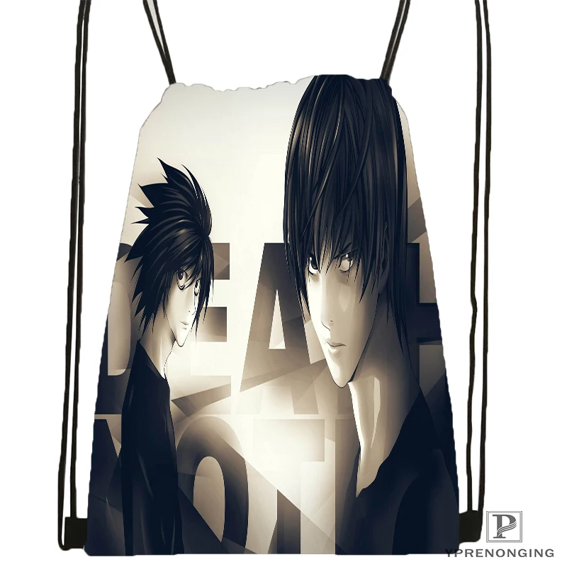 Custom Death Note Рюкзак на шнурке сумка милый детский рюкзак (Черная задняя часть) 31x40 см