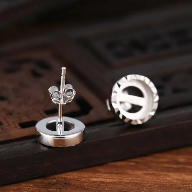 Женские круглые серьги гвоздики из серебра 925 пробы с полукреплением 6 7 мм