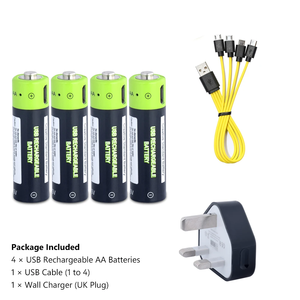 4AA USB UK charger 4 шт. 1,5 в вольт 1250 мАч Aa перезаряжаемые литий-ионные полимерные батареи Micro USB зарядка AA 2A Lipo батарея US/EU/UK зарядное устройство - Цвет: 4AA USB UK charger