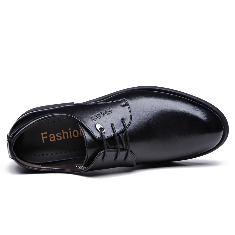 2019 New Men's Quality PU Leather Work Shoes Zapatos De Hombre Size 38-44 Black Soft Man Dress Autumn Men | Обувь