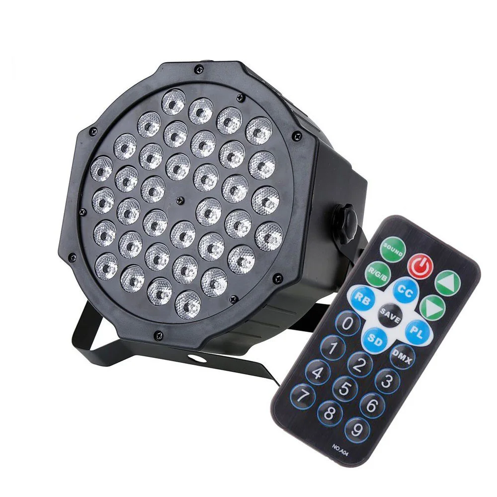 

Светодиодный сценический свет Par ОСВЕЩЕНИЕ 80 Вт 36 светодиодов 3-в-1 RGB свет авто стробоскоп управление звуком DMX-512 пульт дистанционного управления сценический свет
