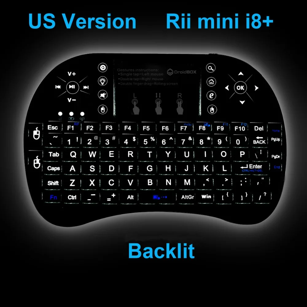 Новый горячий товар! Черная 2.4G Rii мини i8 + Беспроводная клавиатура с тачпадоми