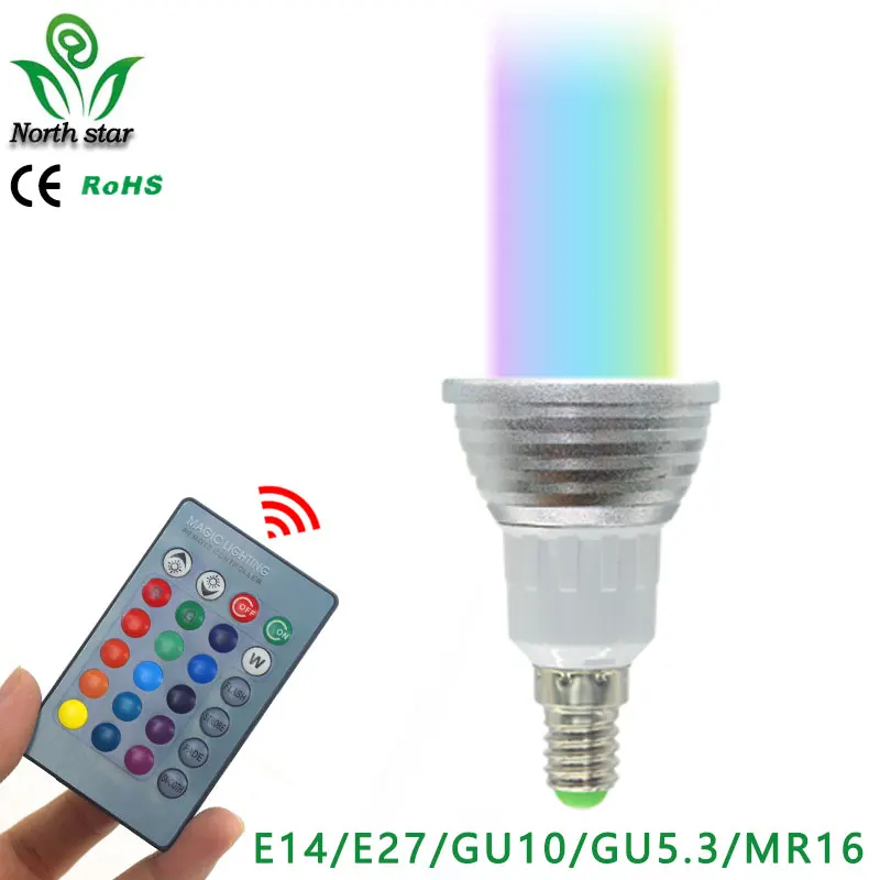 Лучший светодиодный светильник по низкой цене E27 E14 GU10 RGB лампа AC110V 220V 5W прожектор