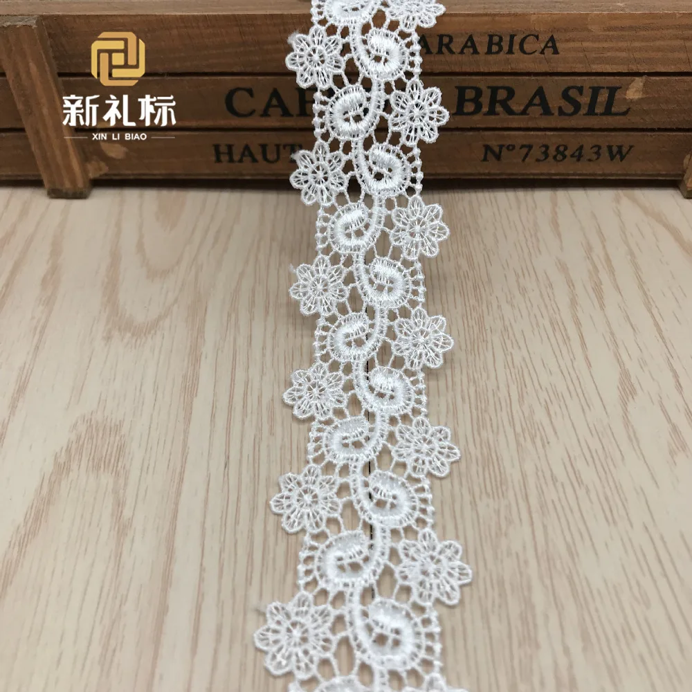 

15Yards High Quality African Cord Lace Embroidered Lace Trim Flowers Applique Black Lace Fabric Sewing Pizzo Dentelle Blanche