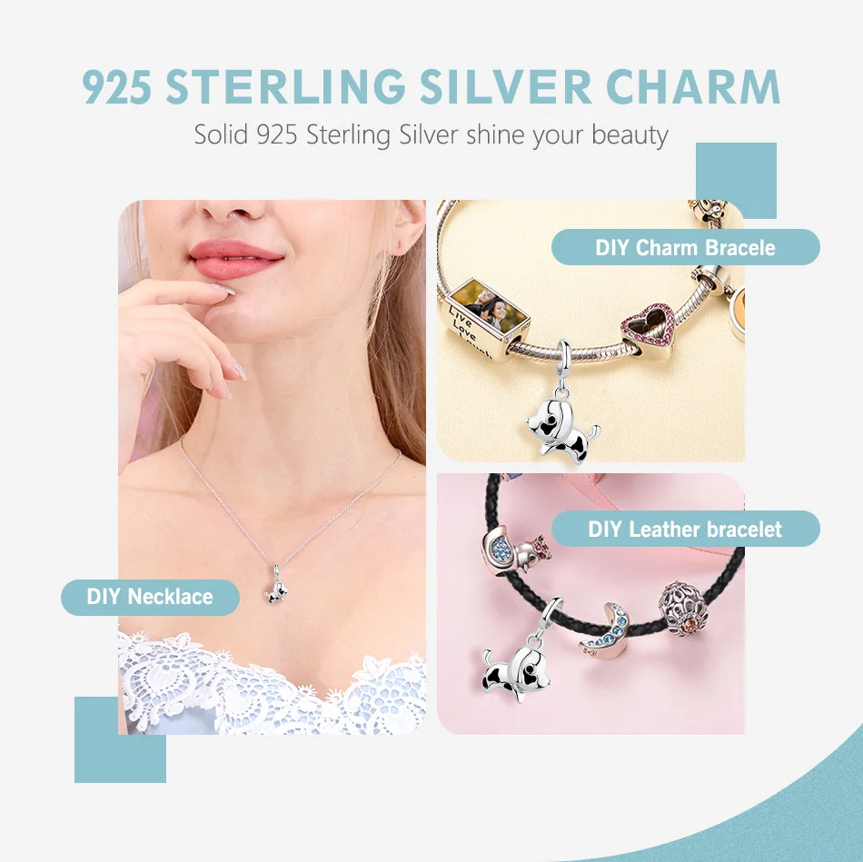 Аутентичные 100% 925 стерлингового серебра с милой черным пятнышком Ожерелье