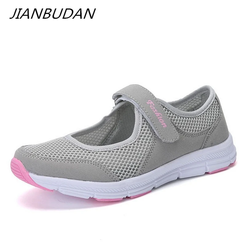 JIANBUDAN Breathable casual mother shoes Lightweight comfortable Mesh shoes Oxford shoes Outdoor Women's walking shoes 35-42