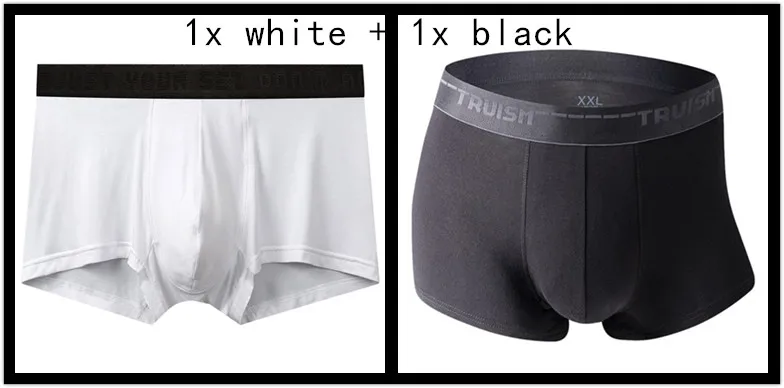 1x white 1x black Eves, 2 шт./лот, мужское нижнее белье, боксеры, шорты, хлопок, Cuecas, боксеры, лакированная кожа, мужские боксеры, шорты, мужские трусы, calzoncillos - Цвет: 1x white 1x black