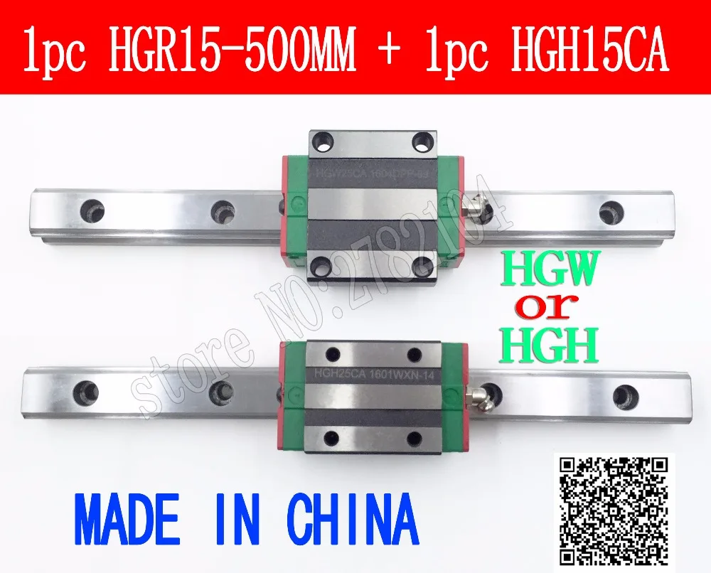 

New linear guide rail HGR15 500mm long with 1pc linear block carriage HGH15CA HGH15 HGW15CC CNC parts