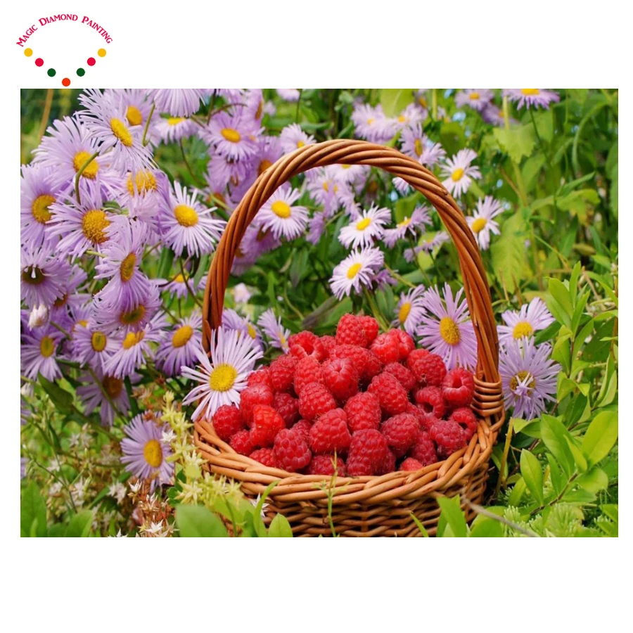 

2.8mm Diy Purple chrysanthemum diamond painting A basket of fruit cross stitch 20x26craft plastic canvas kits diamond paintings