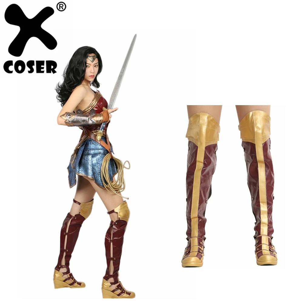 XCOSER Wonder woman ботинки для костюмированной вечеринки женская обувь наивысшего