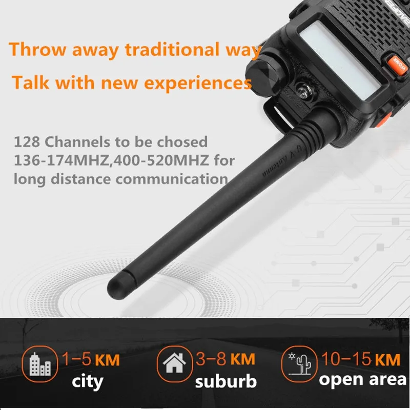 2 шт. BAOFENG UV-5R рация CB Ham радиостанция сканер УКВ 136-174/400-520 МГц КВ трансивер 5 Вт двухстороннее радио Amador