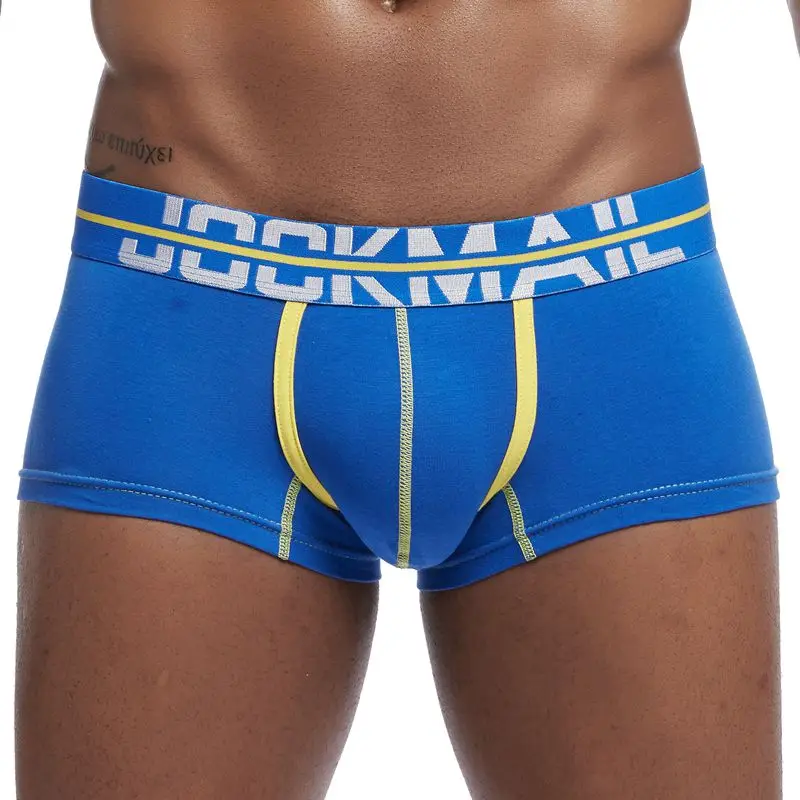 Синий JOCKMAIL, новинка, мужские трусы, дышащие боксеры, хлопок, мужское нижнее белье, u-образный выпуклый мешочек, сексуальные трусы, calzoncillos hombre, боксеры marca - Цвет: Синий