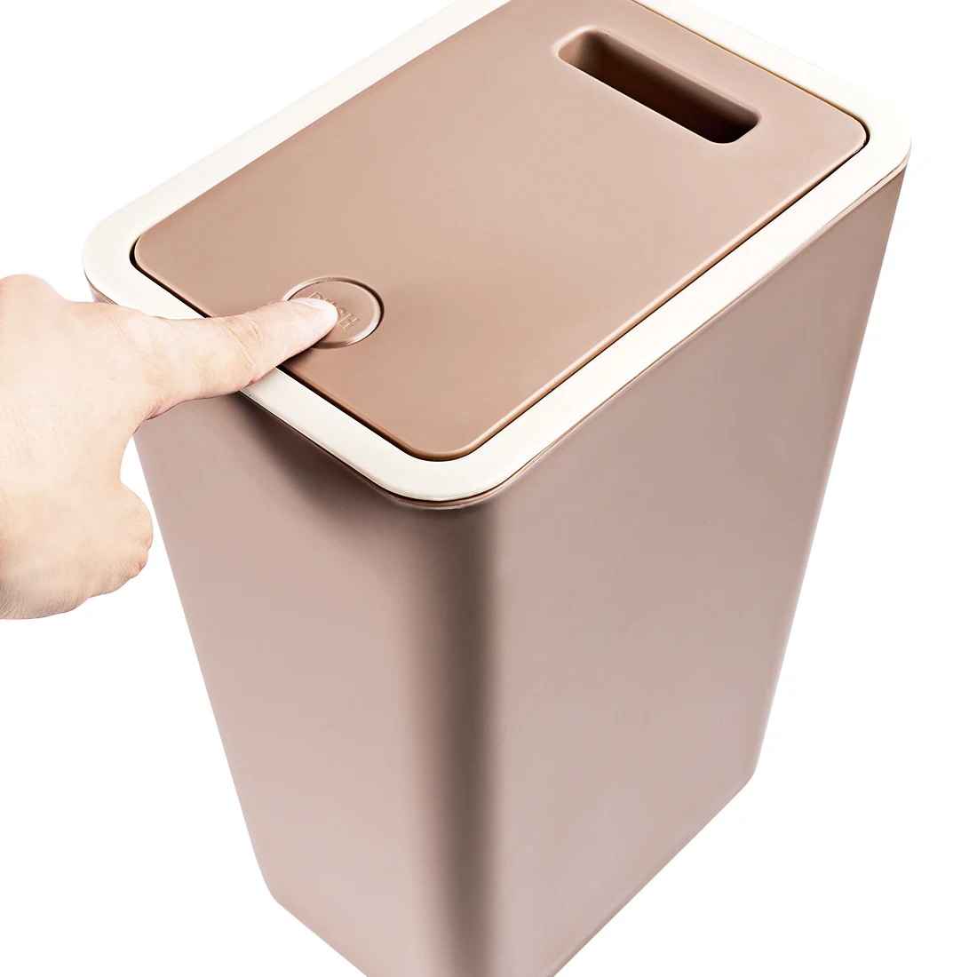 12L Pressing Type Trash Can Household Garbage Can with Lid for Home Office- Coffee