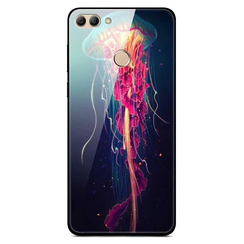 Жесткий чехол для huawei Y9 чехол из закаленного стекла задний корпус силиконовый бампер чехлы для телефона для huawei Y9 FLA-LX1 Y 9 Y92018 - Цвет: 17