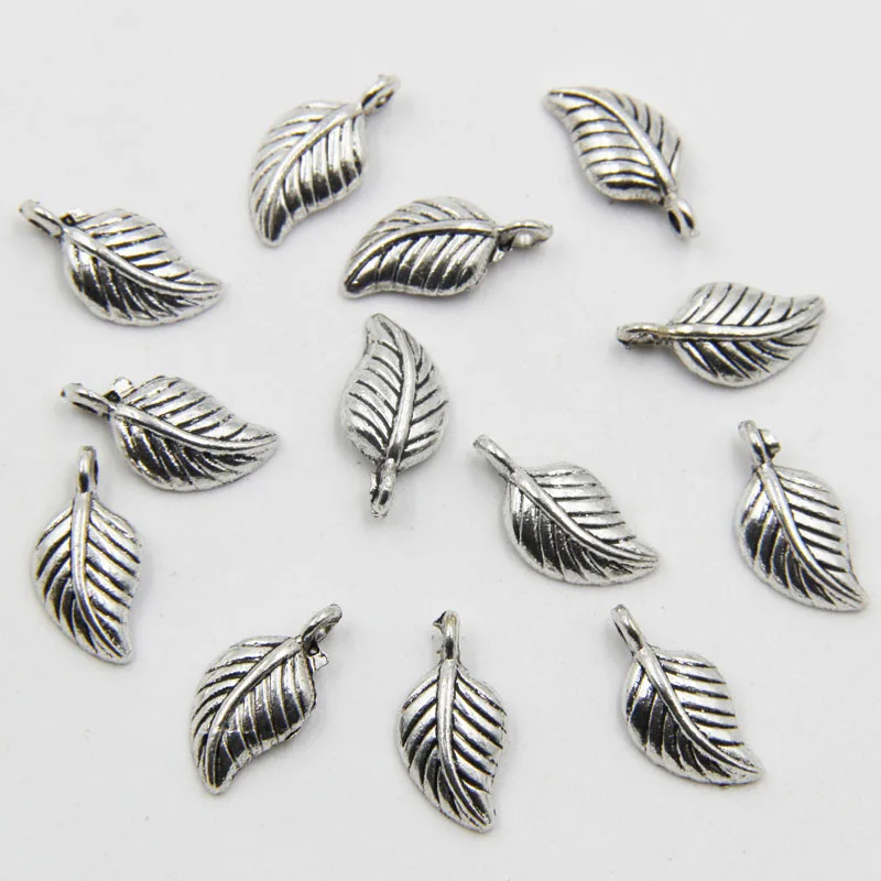 100pcs 7*15mm Antique Silver Metal Leaf Charms Pendant Fashion Jewelry For Bracelet Making Free Shipping! HJ00064 | Украшения и