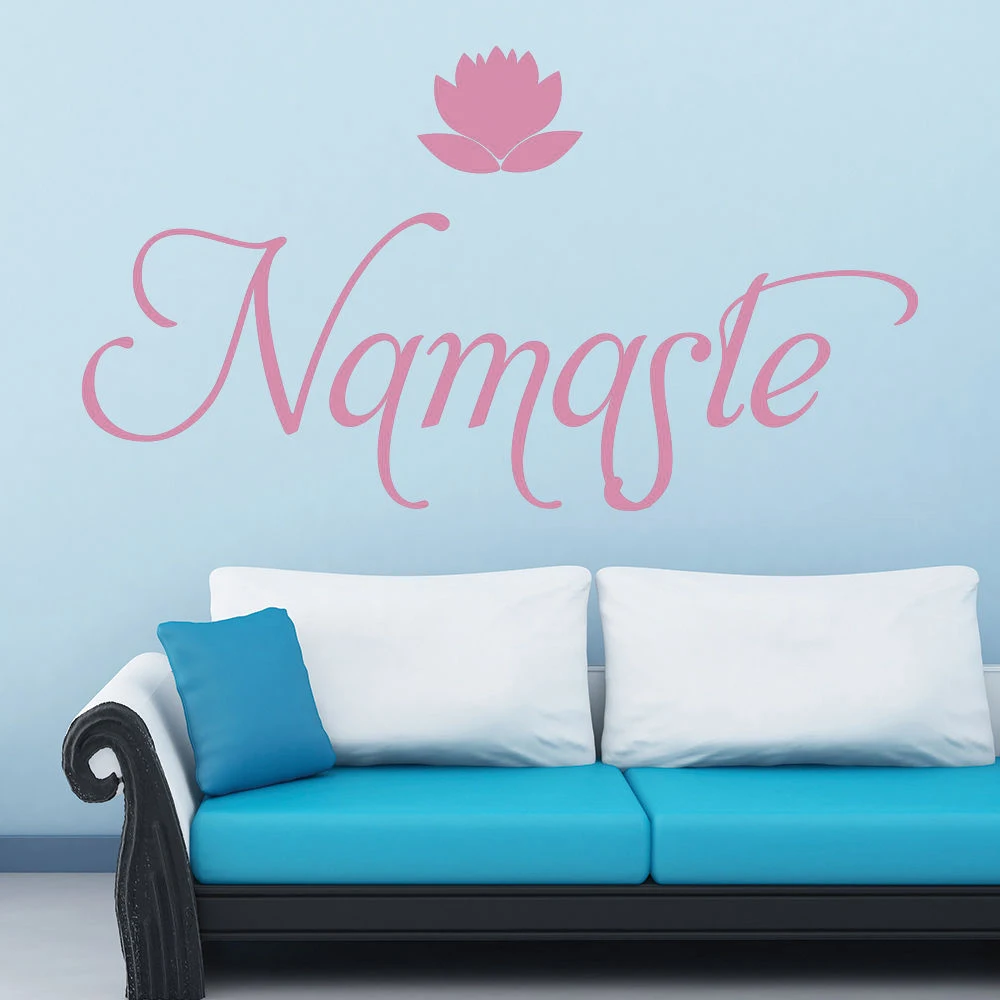 

Yoga Namaste Wall Sticker Lotus Flower Wall Decal Greeting Home Decorate Hallway Living Room Girls Bedroom Z230