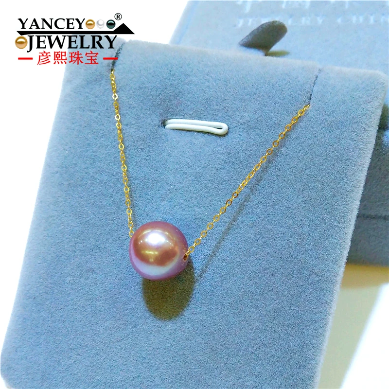 Натуральный фиолетовый пресноводный жемчуг ожерелье &amp Кулоны whth 18K золото и S925